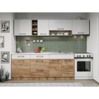 Set Mobila Bucatarie Gastro 260 Alb/Stejar - C03