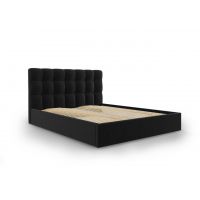 Pat tapitat cu somiera rabatabila si lada depozitare, Nerin Noir, Mazzini Sofas, 140x200 cm, catifea, negru