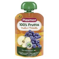 Piure Mar si Afine Fara Gluten - Plasmon 100% Frutta, 6 luni+, 100 g