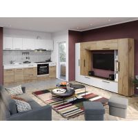 Pachet Mobila Bucatarie + Living Stejar / Alb