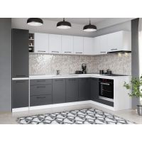 Set Mobila Bucatarie Colt Mina Dual 280*160 Gri Antracit/Alb C116