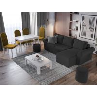 Pachet Mobila Coltar Bonito Gri Antracit + Masa Grand Alba + 4 Scaune Grand Mustar
