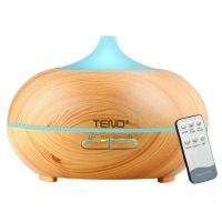 Difuzor Aromaterapie Teno&reg;, 7 culori LED, 2 jocuri de lumini, control prin telecomanda, capacitate 500ml, silentios, umidifica aerul, stejar deschis