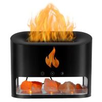 Difuzor Aromaterapie Teno&reg;, efect flacara, 4 culori LED, capacitate 250ml, cristale de sare de himalaya, silentios, umidifica aerul, negru
