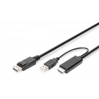 DIGITUS HDMI to DP adapter cable, 2m, 4K@30Hz external Power via USB - A (AK-330111-020-S)