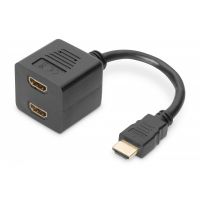 DIGITUS HDMI Y-splitter cable, type A -2xtype A M/F, 0.2m, passiv, Full HD, gold, bl (AK-330400-002-S)