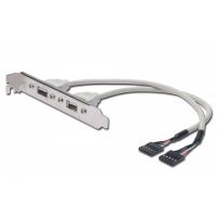 DIGITUS USB Slot Bracket cable, 2x type A-2x5pin IDC F/F, 0.25m, USB 2.0 compatibel, be (AK-300301-002-E)