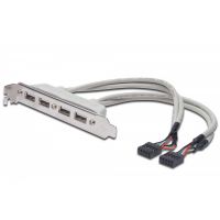 DIGITUS USB Slot Bracket cable, 4x type A-2x10pin IDC F/F, 0.25m, USB 2.0 compatibel, be (AK-300304-002-E)