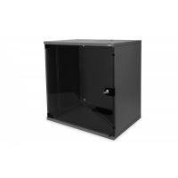 DIGITUS 12U wall mounting cabinet, SOHO, unmounted 595x540x400 mm,full  glass front door, black (RAL 9005) (DN-19 12-U-S-SW)