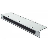 DIGITUS 1U cable management panel with 30x400 mm brush 480x120 mm cable fixing tray, grey (RAL 7035) (DN-19 ORG-3U)