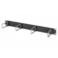 DIGITUS 1U cable management panel with brush 4x steel rings 40x75 mm, black (RAL 9005) (DN-97669)