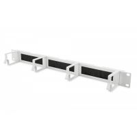 DIGITUS 1U cable management panel with brush entries 4x aluminum cable rings 44x60 mm, grey (RAL 7035) (DN-97662)