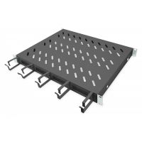 DIGITUS 1U fixed shelf for 600 mm depth cabinets incl. cable management, black (RAL 9005) (DN-97681)