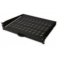 DIGITUS 2U extendib. shelf for cabinets from 450 mm depth 88x483x352 mm, up to 30 kg, black (RAL 9005) (DN-19-TRAY-2-450-SW)