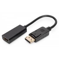 DIGITUS DisplayPort adapter cable, DP - HDMI type A M/F, 0.15m,w/interlock, DP 1.1a compatible, bl (AK-340400-001-S)