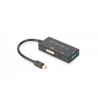DIGITUS DisplayPort converter cable, mDP - HDMI+DVI+VGA M-F/F/F, 0,2m, 3 in 1 Multi-Media, bl, gold (AK-340419-002-S)