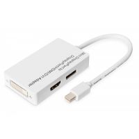 DIGITUS DisplayPort converter cable, miniDP - DP+HDMI+DVI M/F, 0.2m, DP 1.1a compatible, wh (AK-340509-002-W)
