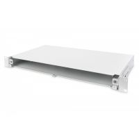 DIGITUS Fiber optic cross-connect panel without front plate, 19' 1U, retractable, cable gland PG13.5 and PG16, cable ties and brackets, gray (DN-96200-QL)