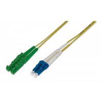 DIGITUS FO patch cord, duplex, E2000 (APC) to LC (UPC) R+M, SM OS2 09/125 µ, 2 m (AL-9E2000LC-02I)