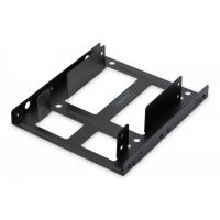 DIGITUS Mounting KIT: Dual SSD/HDD 2.5 -> 3.5 BAY Incl. Mounting Frame, Metal Black, Screws (DA-70431)
