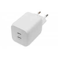 DIGITUS USB-C Mini charger, 2-Port, 65W 2x USB-C, 45W+20W, white (DA-10063)
