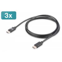 DIGITUS USB Type-C charger/ data cable set, type C M/M, 1.0m, 3er Set, 3A, 480MB, 2.0 Version, bl (AK-880908-010-S)