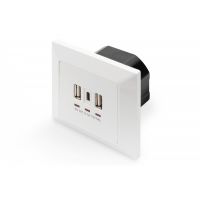 DIGITUS Wall Outlet, 2x USB 1x USB Type C 5V 3.1A, Input: AC250V 50HZ, RAL 9003 (DA-70618)