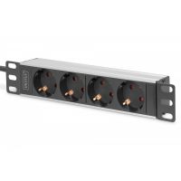 DIGITUS 1U Aluminum PDU, 254 mm (10') rack mount, 4x safety outlet, 16A, 4000W, 250VAC 50/60Hz (DN-95418)