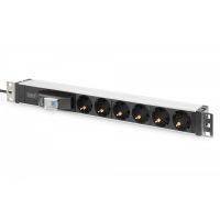 DIGITUS 1U Aluminum PDU, rackmountable 6x safety outlet,16A, 4000W, 250VAC 50/60Hz, (DN-95417)