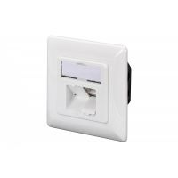 DIGITUS CAT 6 wall outlet, shielded, 2x RJ45 8P8C, LSA, pure white, flush mount (DN-9005-N)