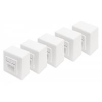 DIGITUS CAT 6 wall outlet, shielded, 2x RJ45 8P8C, LSA, pure white, surface mount, set=5 pcs. (DN-9006/B5-N)