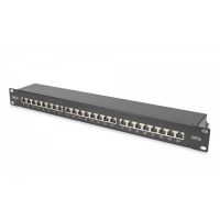 DIGITUS CAT 6A Patch Panel, shielded, 1U, 24-port, 8P8C, bl RAL 9005, 483 mm (19') / 482.6x44x109 (DN-91624S-EA-B)