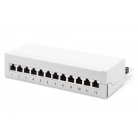 DIGITUS Desktop CAT 6A, patch panel, shielded Class EA, 12-port RJ45, 8P8C, LSA, grey RAL 7035 (DN-91612SD-EA-G)
