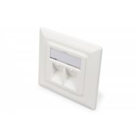 DIGITUS Faceplate for Keystone Jacks, 2x RJ45 dust cover, 80x80 + central plate, pure white (DN-93801-1)