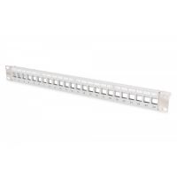 DIGITUS Modular Patch Panel, shielded, 24-port blank, 1U, Rack Mount, transp. label field, grey (DN-91410-LF)