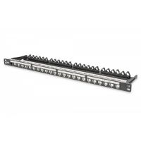 DIGITUS Modular Patch Panel, shielded, 24-port label field, 0.5U, rack mount, black RAL 9005 (DN-91422)