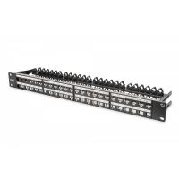 DIGITUS Modular Patch Panel, shielded, 48-port label field, 1U, rack mount, black RAL 9005 (DN-91424)