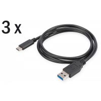 DIGITUS USB Type-C charger/Data cable set, type C - A M/M, 1.0m, 3er Set, 3A, 480MB, 2.0 Version, bl (AK-880903-010-S)