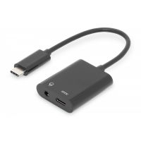 DIGITUS USB Type-C Splitter cable, type C - 3.5mm+type C M/F/F, 0.2m, Gen2, 5A, 10GB, Vers. 3.1, bl (AK-300400-002-S)