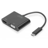 DIGITUS USB Type C to HDMI + VGA Adapter 4K/30Hz / Full HD 1080p, black (DA-70858)