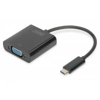 DIGITUS USB Type-C to VGA Adapter, Full HD 1080p cable length: 19.5 cm, black (DA-70853)