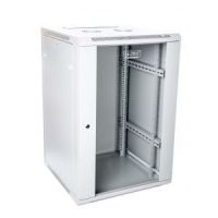 DIGITUS 18U wall mounting cabinet 19' rack 600x600, glass door, mounted, 60kg, grey (RAL 7035) (DN-W19 18U/600)