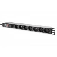 DIGITUS 1U Aluminum PDU, rackmountable, 7x CEE 7/5 16A Plug, 250VAC 50/60Hz, switch, surge Protection (DN-95407-FR)