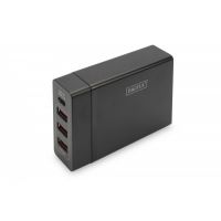 DIGITUS 4-Port USB Charger, 72W, 1xUSB-C (Power Delivery), 5,9,15,20V/3A, 3x USB-A 5V/2.4A, black (DA-10195)