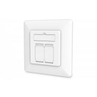 DIGITUS CAT 6A Class EA network outlet, shielded 2x RJ45, LSA, pure white, flush mount, 8 direction (DN-9010/8-2)