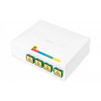 DIGITUS FTTH Outlet, with 4x SC (APC) SX adapter surface and DIN-rail mount (DN-931094)