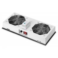 DIGITUS Roof vent. unit, IP55 wall mounting cabinets filtered, 2 fans, therm., switch, grey (RAL 7035) (DN-19 FAN-2-WM-I)
