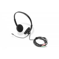 DIGITUS Stereo Office Headset, On Ear, noise reduction cable 1.95 m, 2x3,5mm stereo jacks (DA-12202)
