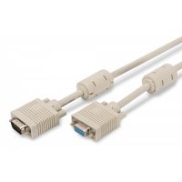 DIGITUS VGA Monitor extension cable, HD15 M/F, 5.0m, 3Coax/7C, 2xferrite, be (AK-310203-050-E)