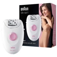 Epilator - Braun Silk-epil 1-170, cu fir, 20 de pensete, 1 viteza, alb/roz